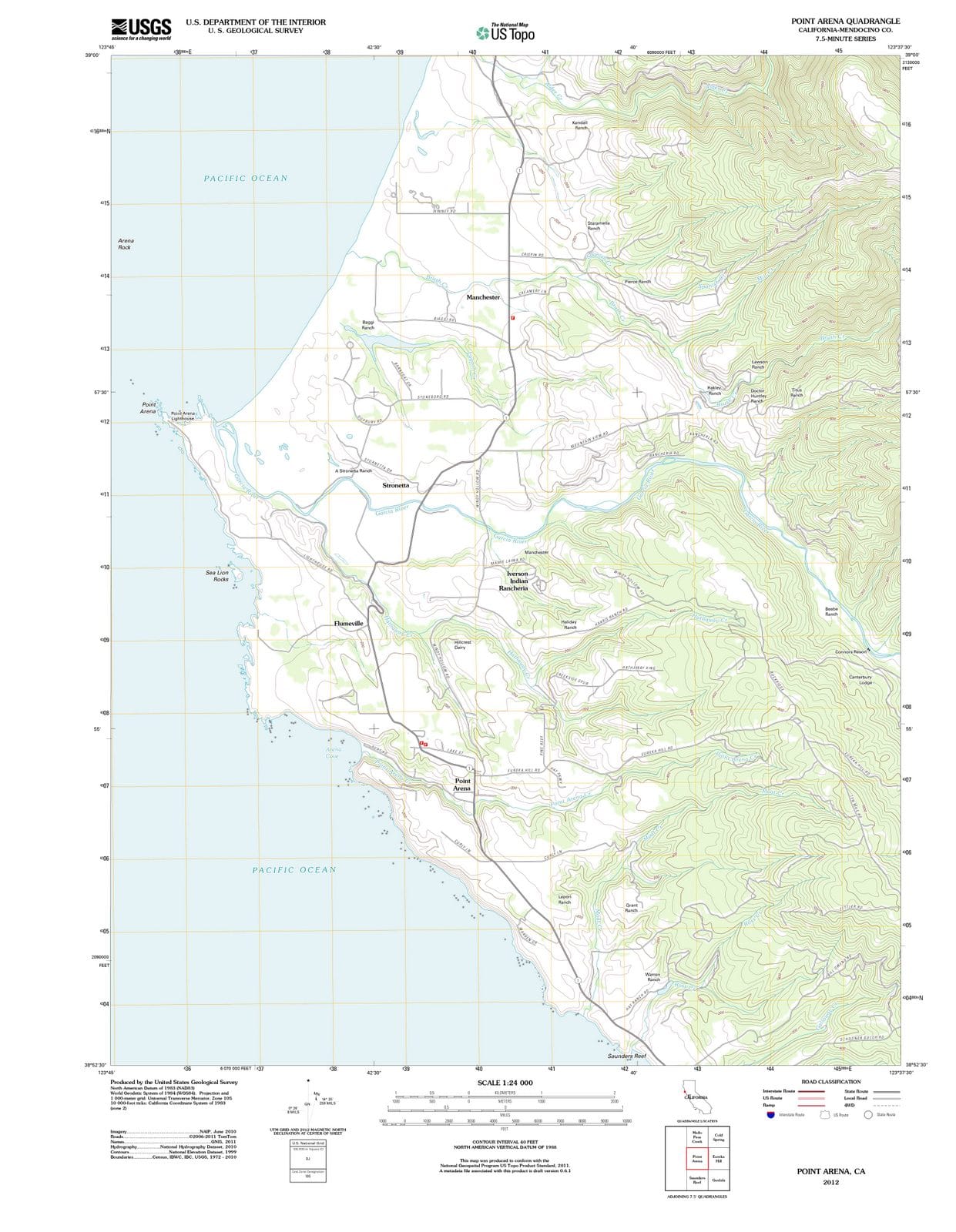 2012 Point Arena, CA - California - USGS Topographic Map