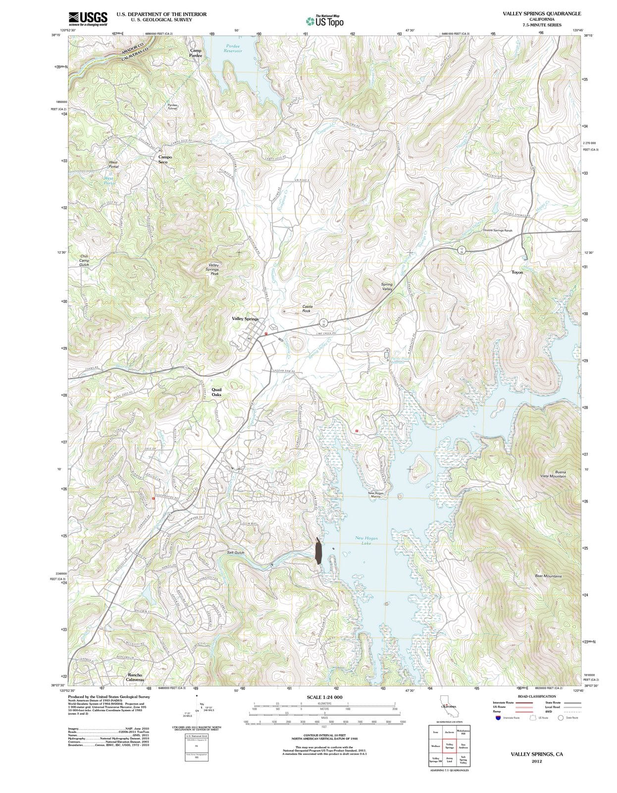 2012 Valley Springs, CA - California - USGS Topographic Map