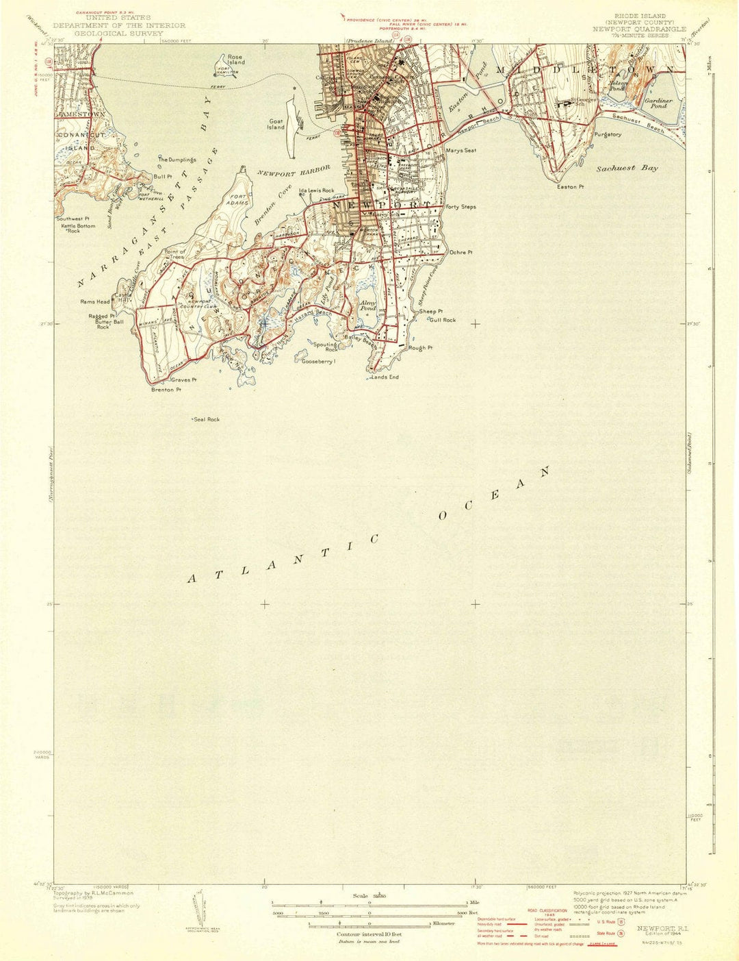1944 Newport, RI - Rhode Island - USGS Topographic Map
