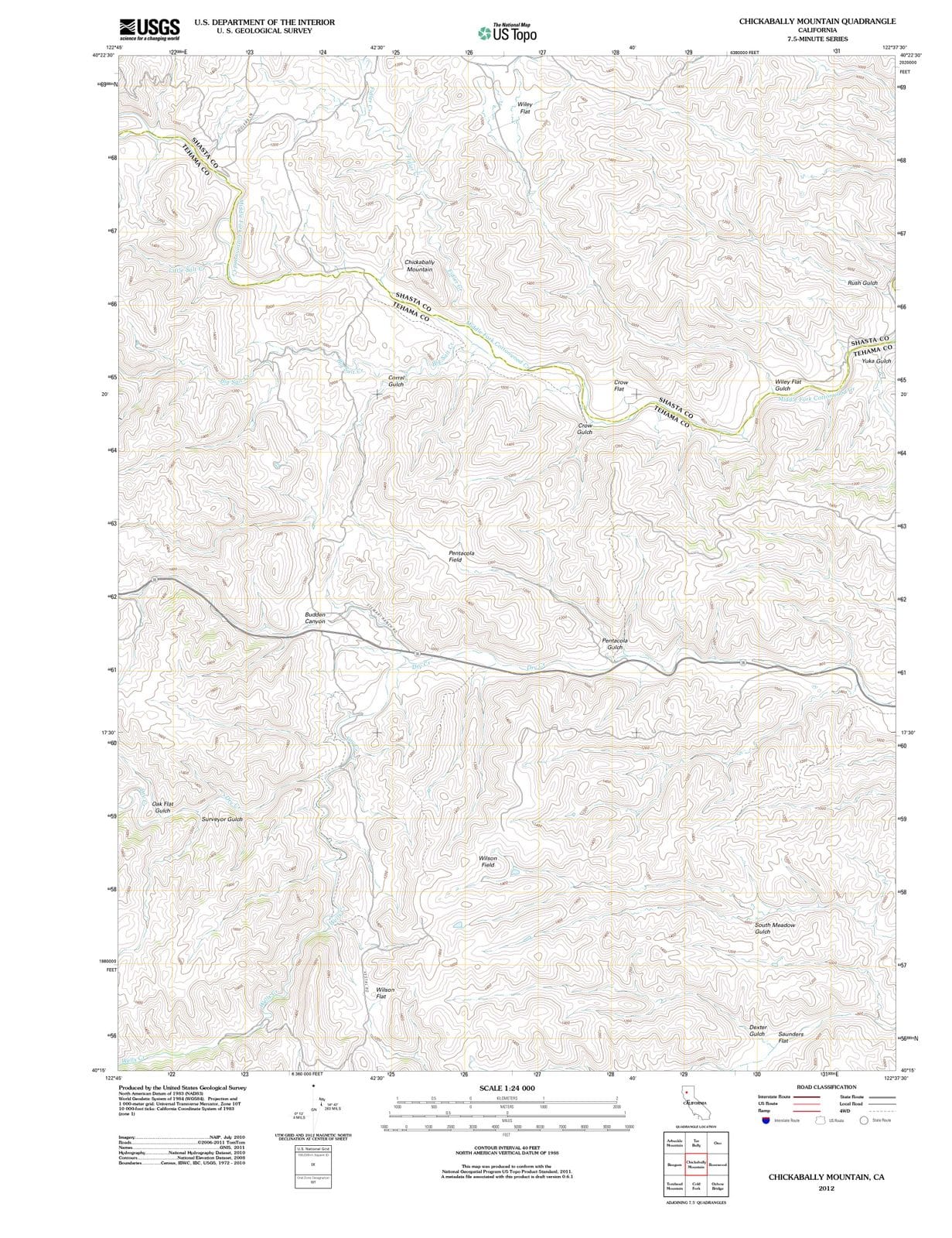 2012 Chickabally Mountain, CA - California - USGS Topographic Map