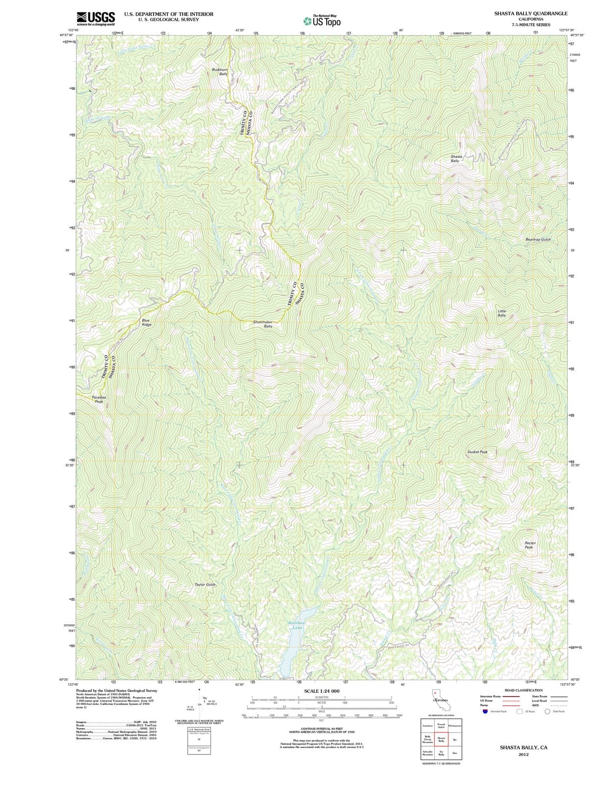2012 Shasta Bally, CA - California - USGS Topographic Map