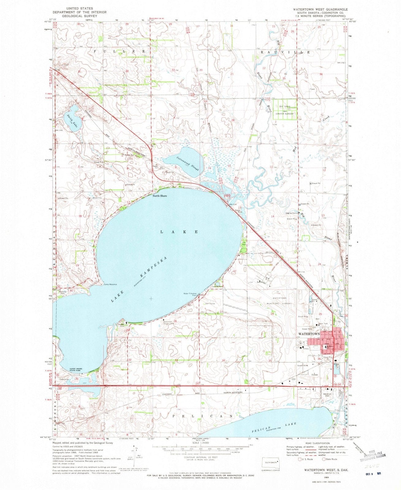 1969 Watertown West, SD - South Dakota - USGS Topographic Map