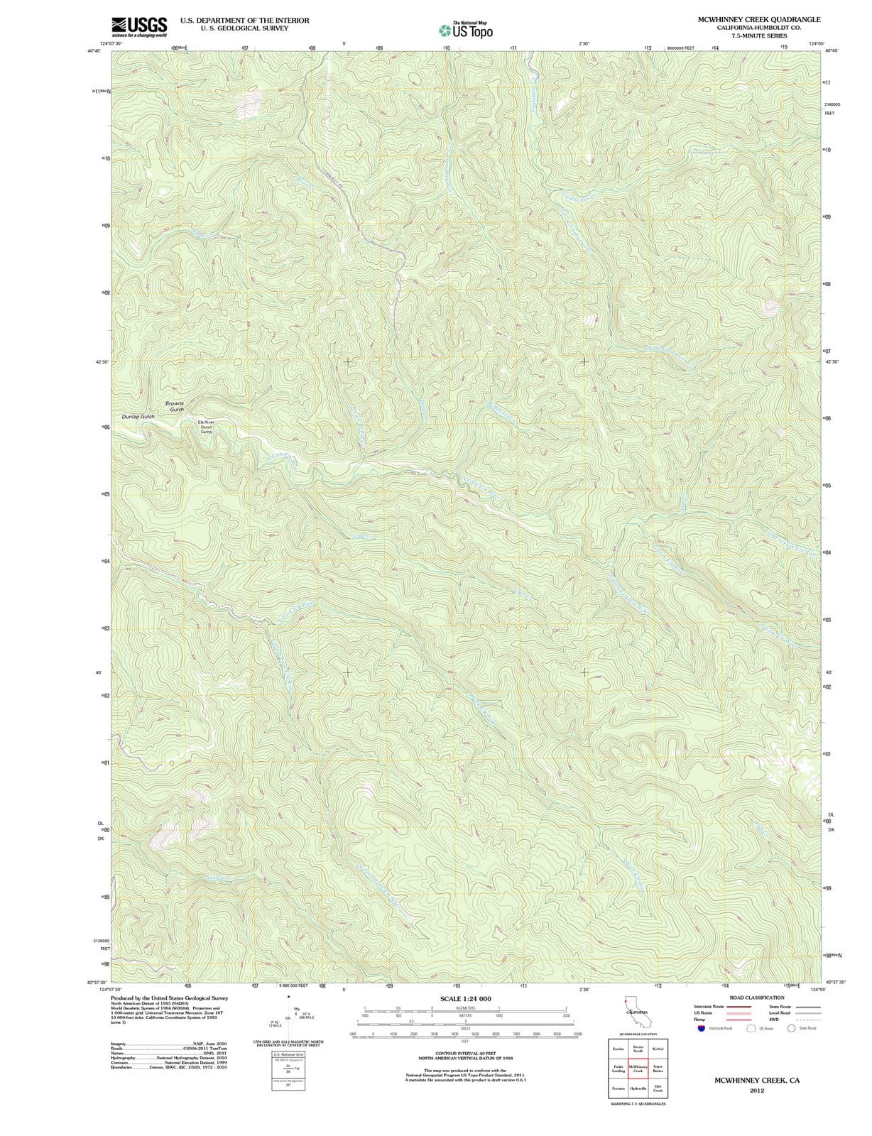 2012 McWhinney Creek, CA - California - USGS Topographic Map