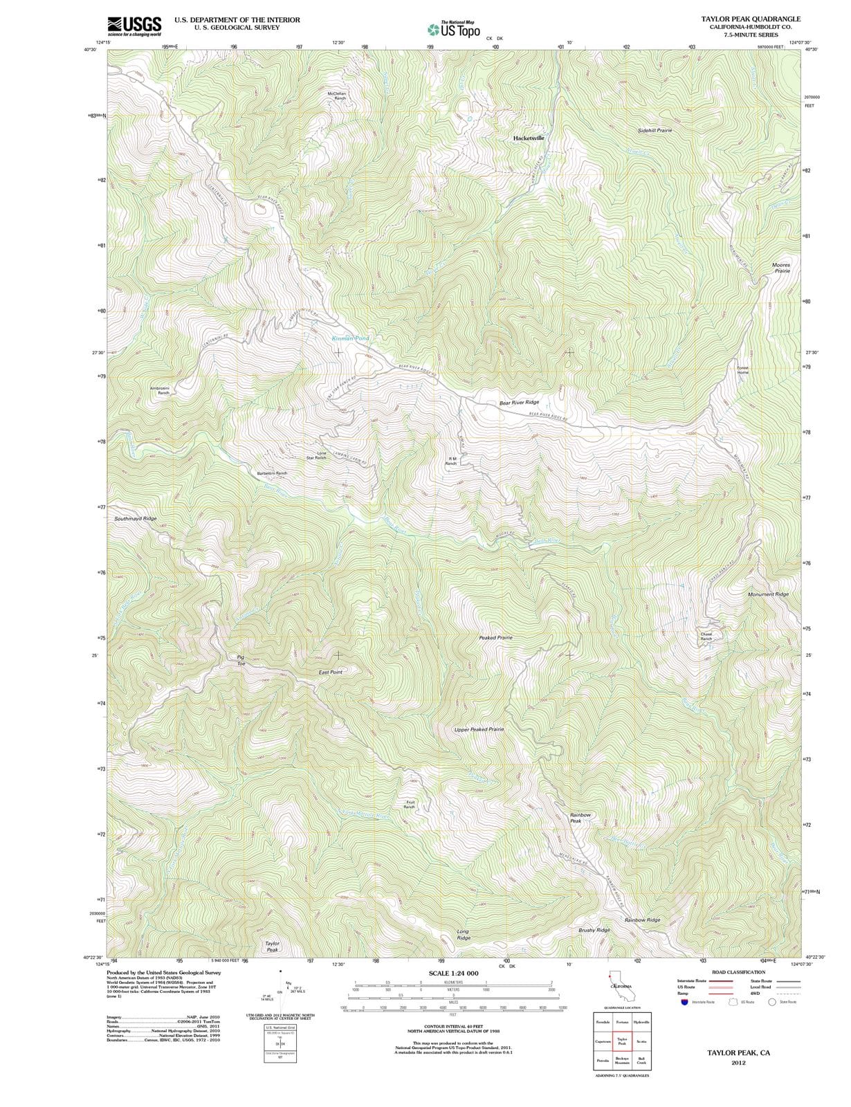 2012 Taylor Peak, CA - California - USGS Topographic Map