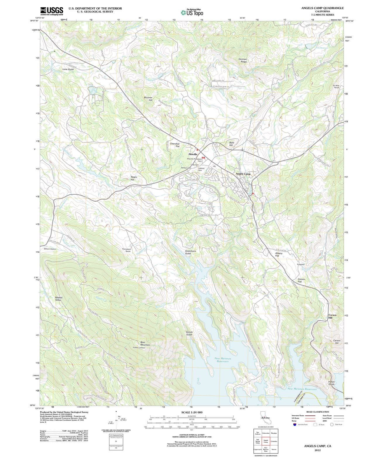 2012 Angels Camp, CA - California - USGS Topographic Map