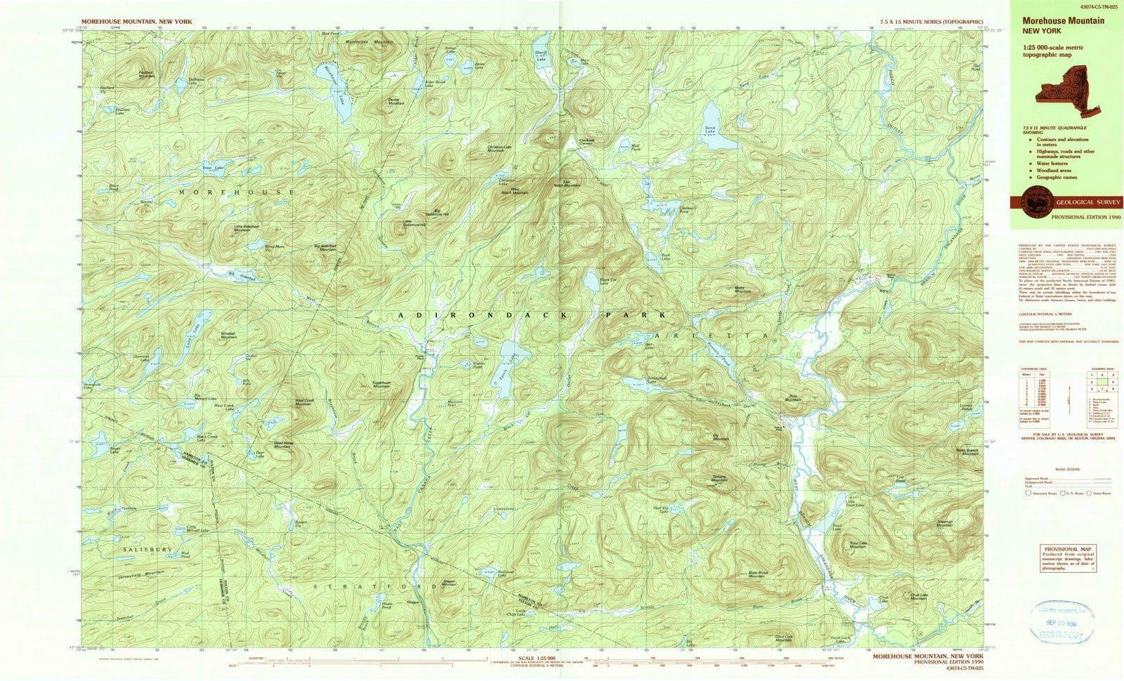 1990 Morehouse Mountain, NY - New York - USGS Topographic Map