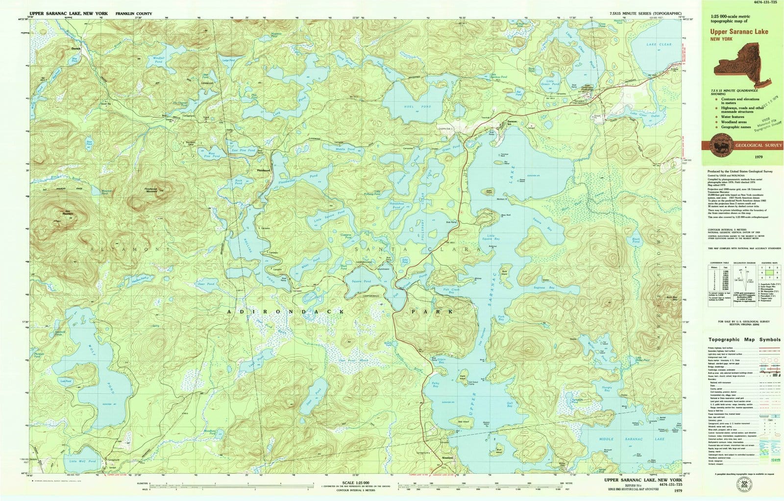 1979 Upper Saranac Lake, NY - New York - USGS Topographic Map