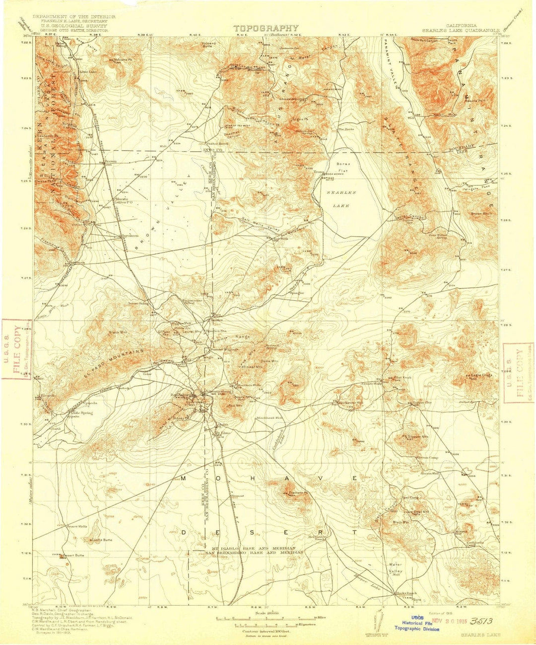 1915 Searles Lake, CA - California - USGS Topographic Map