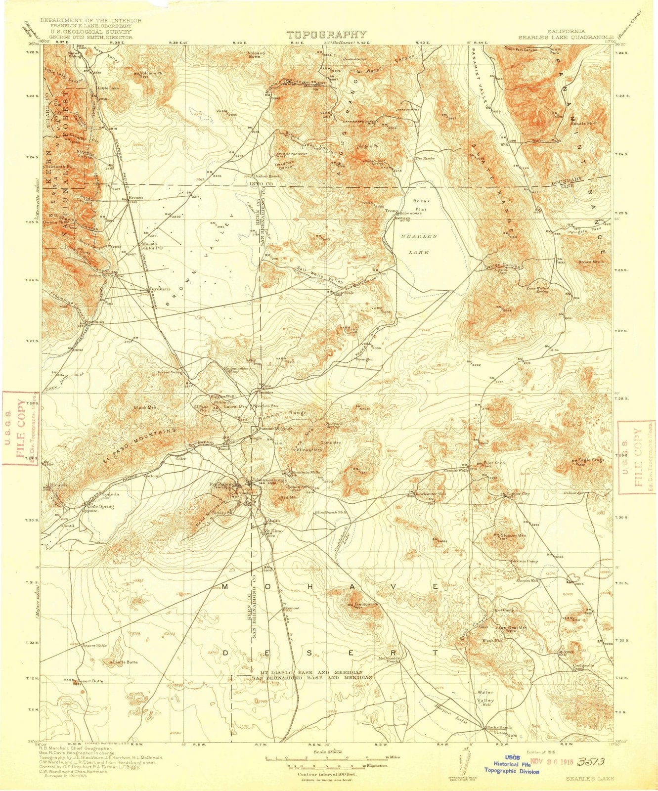 1915 Searles Lake, CA - California - USGS Topographic Map