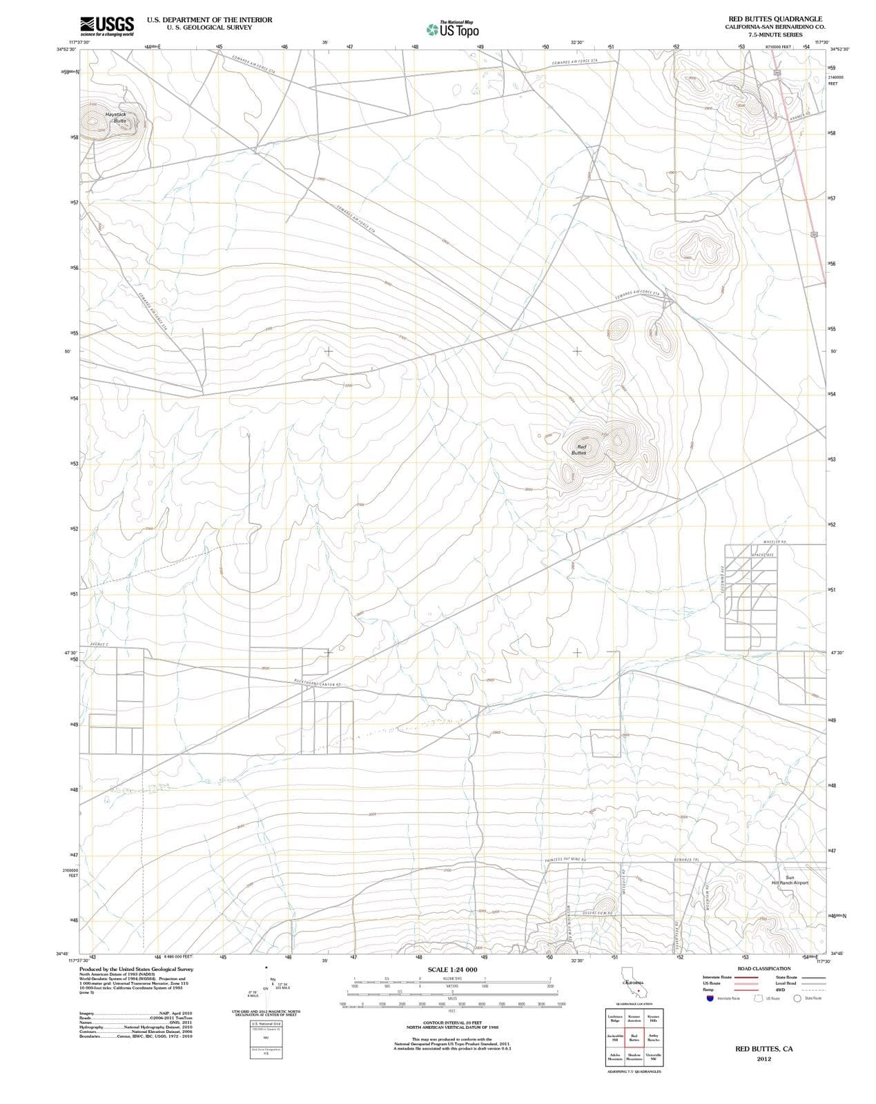 2012 Red Buttes, CA - California - USGS Topographic Map