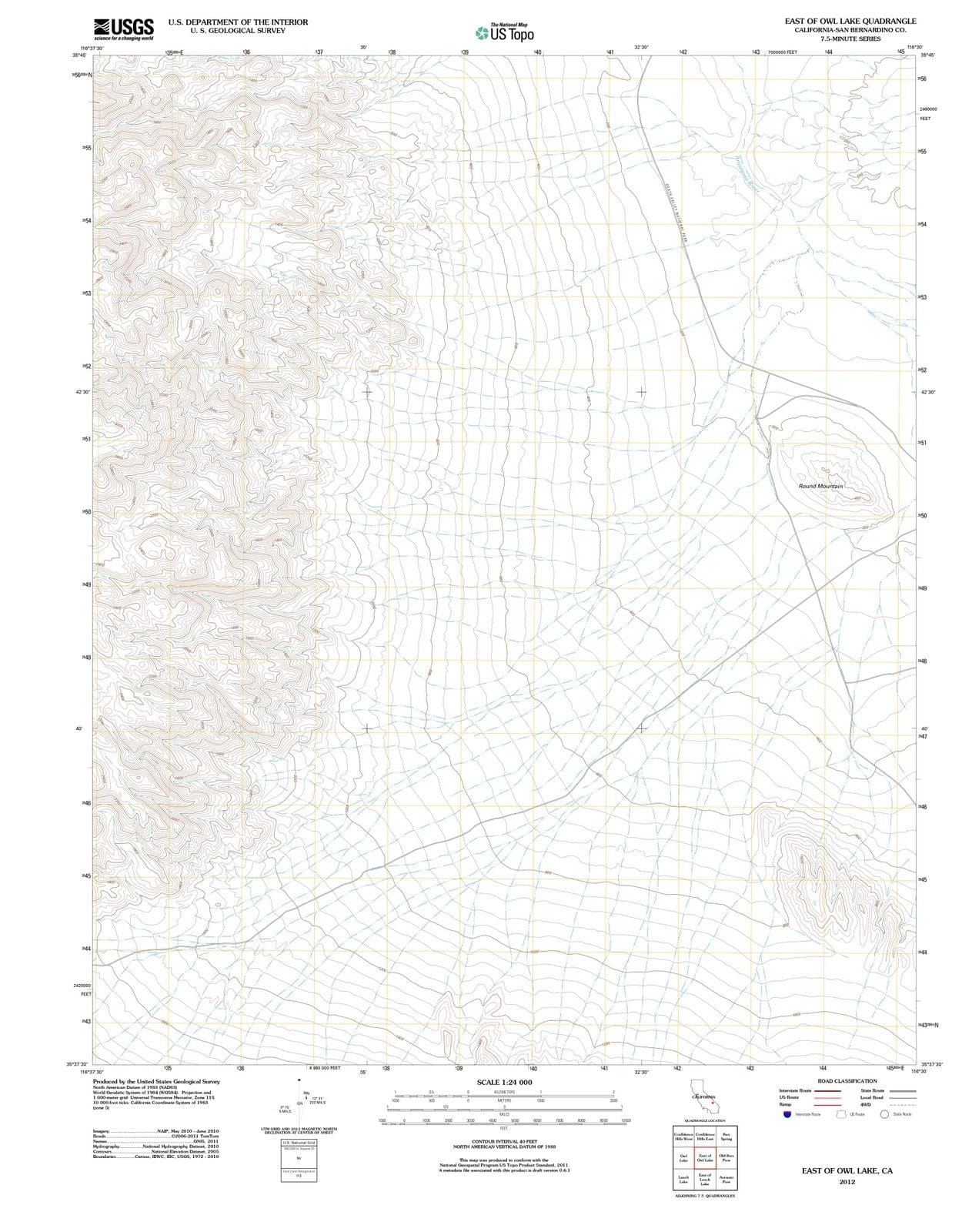 2012 East of Owl Lake, CA - California - USGS Topographic Map