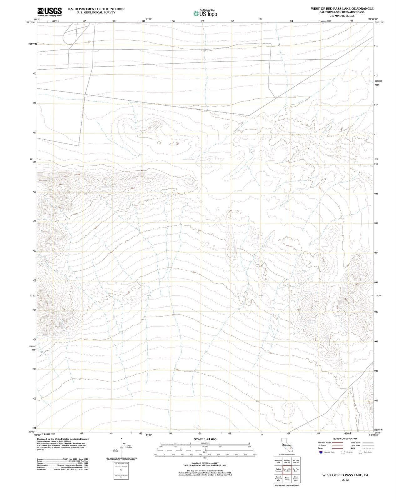 2012 West of Red Pass Lake, CA - California - USGS Topographic Map