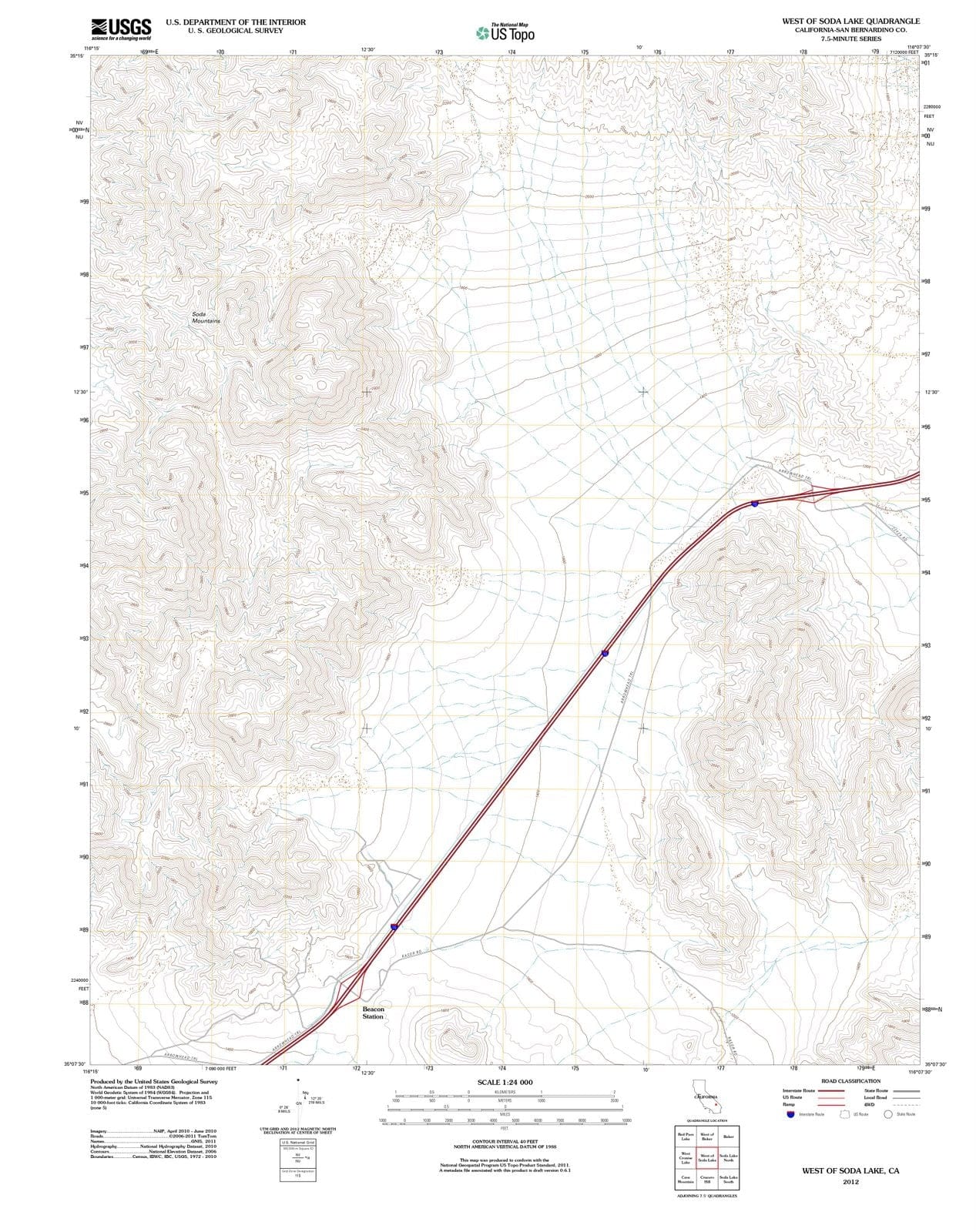 2012 West of Soda Lake, CA - California - USGS Topographic Map
