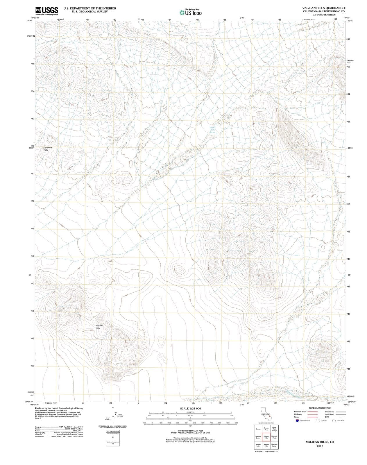 2012 Valjean Hills, CA - California - USGS Topographic Map