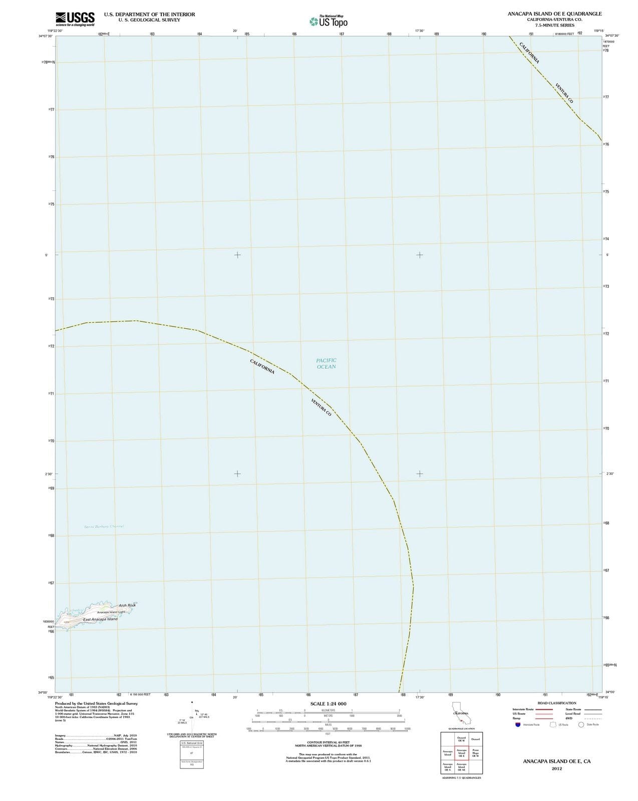 2012 Anacapa Island OE E, CA - California - USGS Topographic Map
