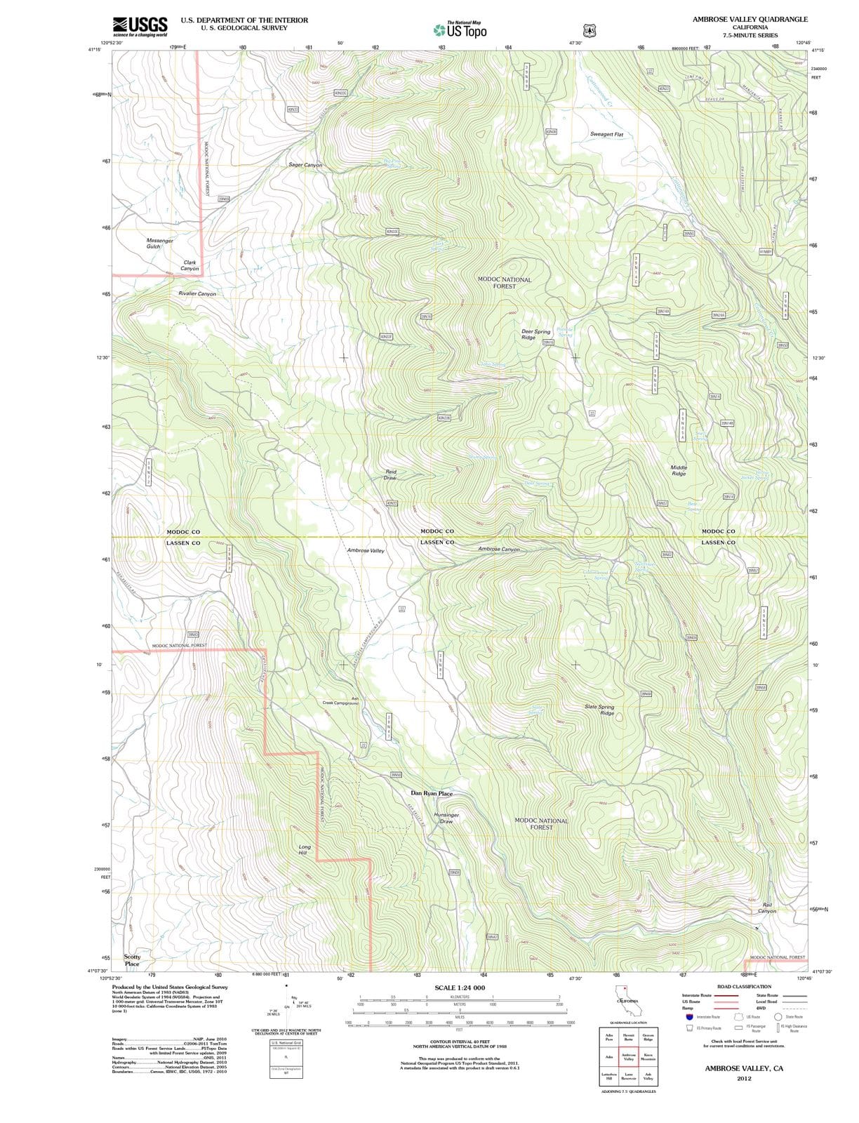 2012 Ambrose Valley, CA - California - USGS Topographic Map