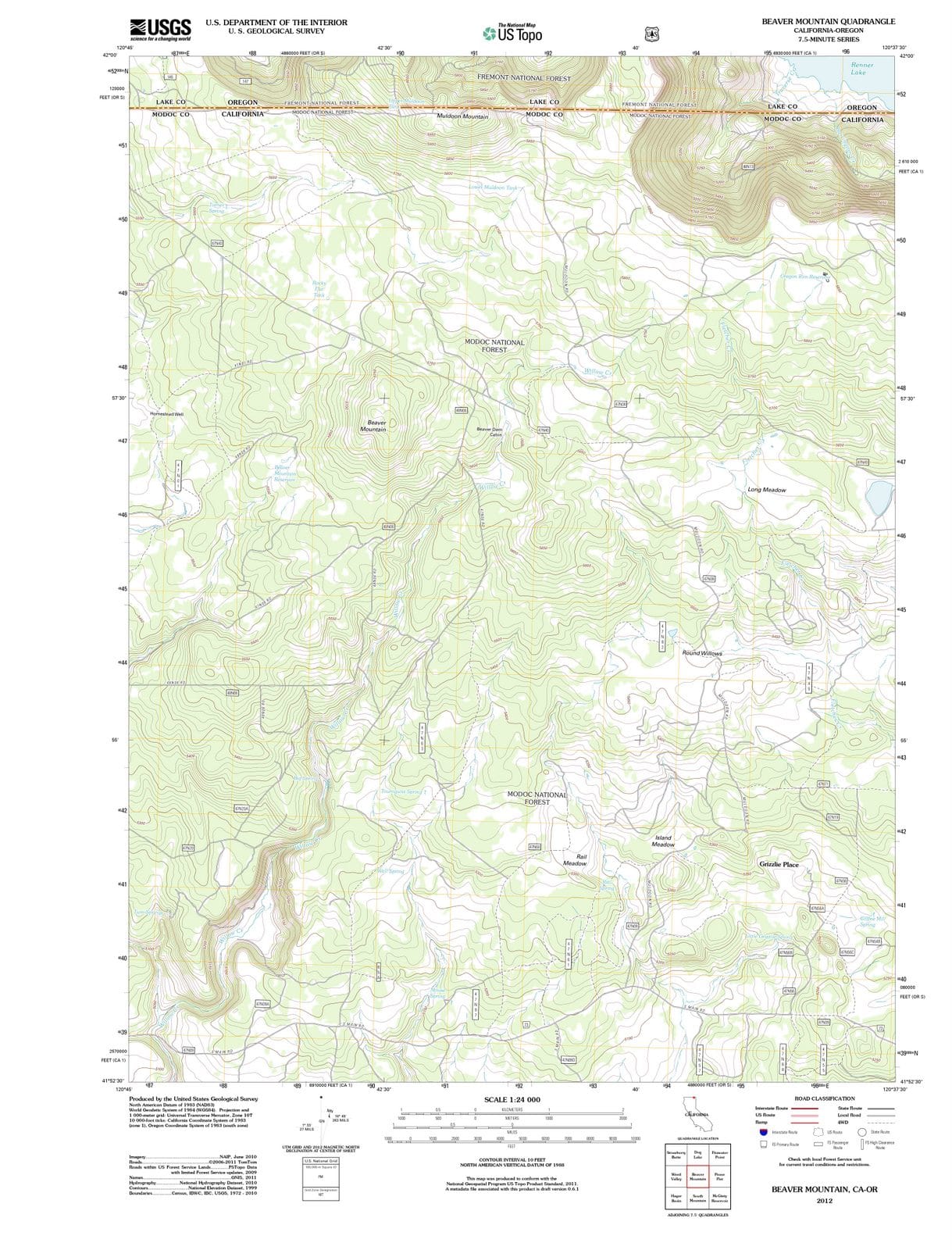 2012 Beaver Mountain, CA - California - USGS Topographic Map