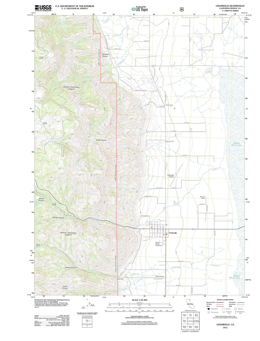 2012 Cedarville, CA - California - USGS Topographic Map – Historic Pictoric