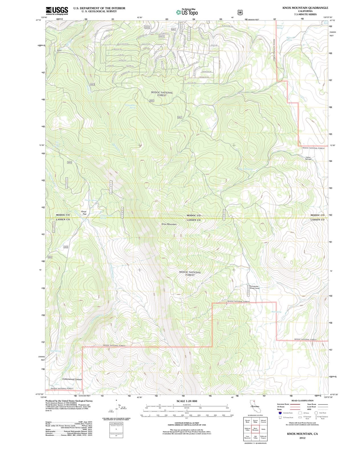 2012 Knox Mountain, CA - California - USGS Topographic Map