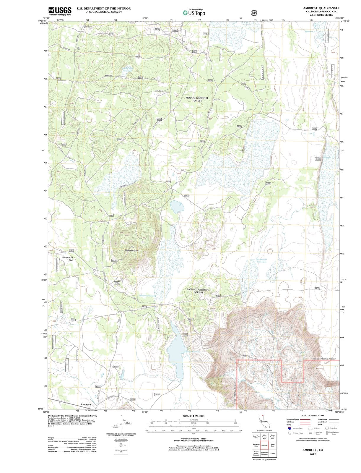 2012 Ambrose, CA - California - USGS Topographic Map