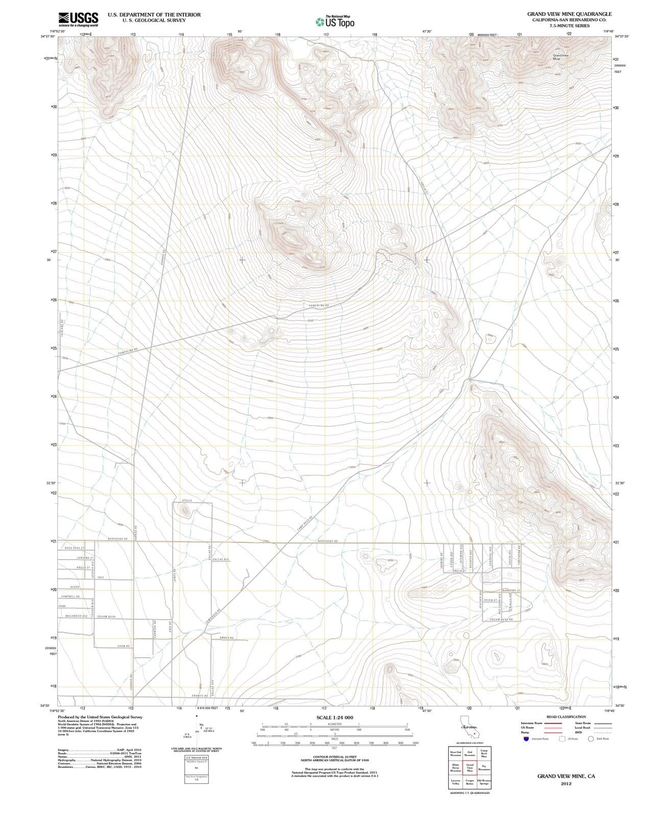 2012 Grand View Mine, CA - California - USGS Topographic Map