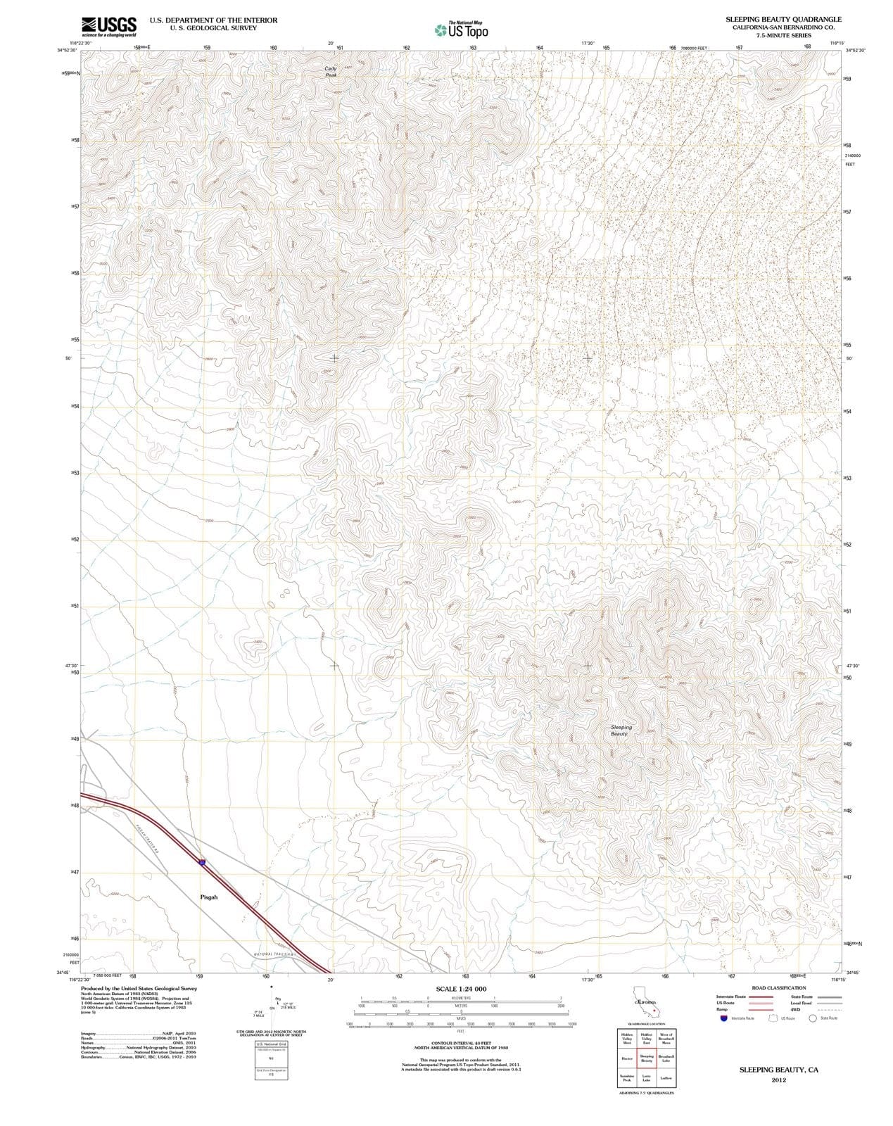 2012 Sleeping Beauty, CA - California - USGS Topographic Map