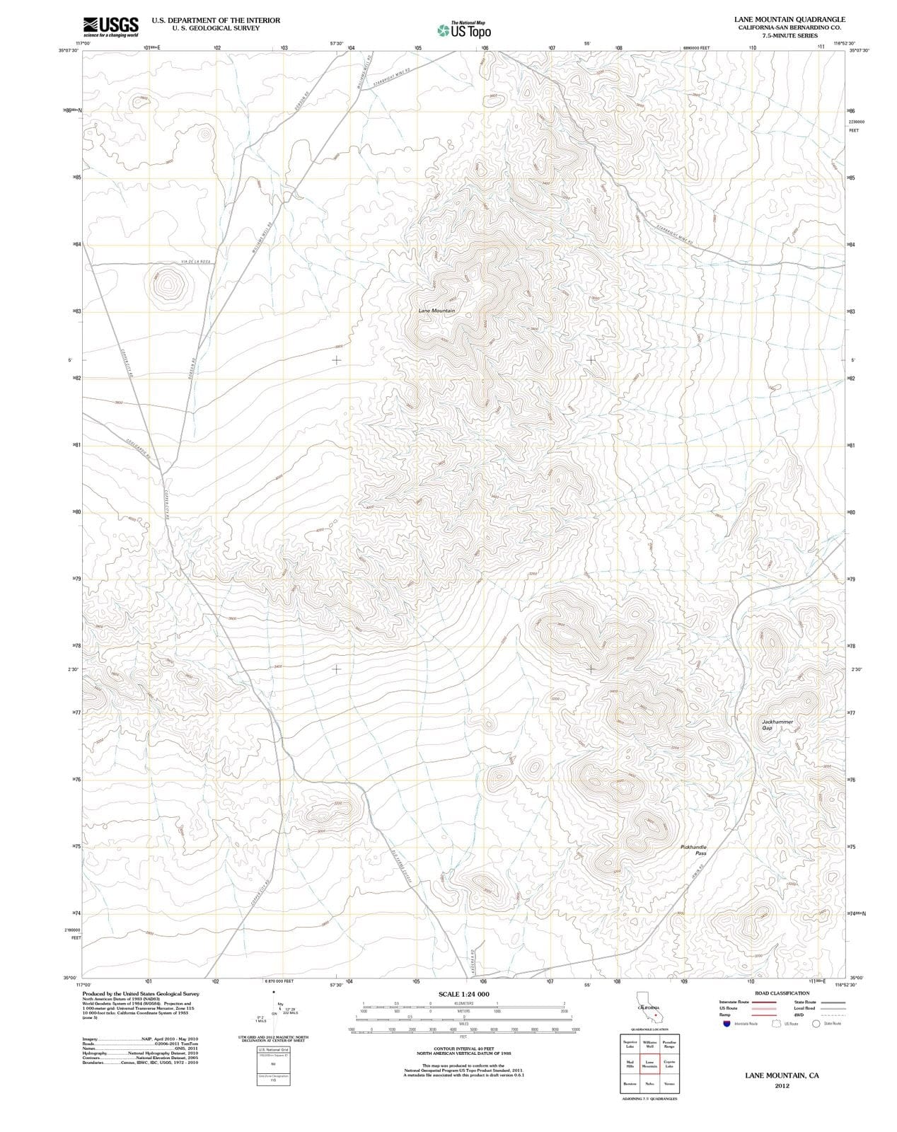 2012 Lane Mountain, CA - California - USGS Topographic Map