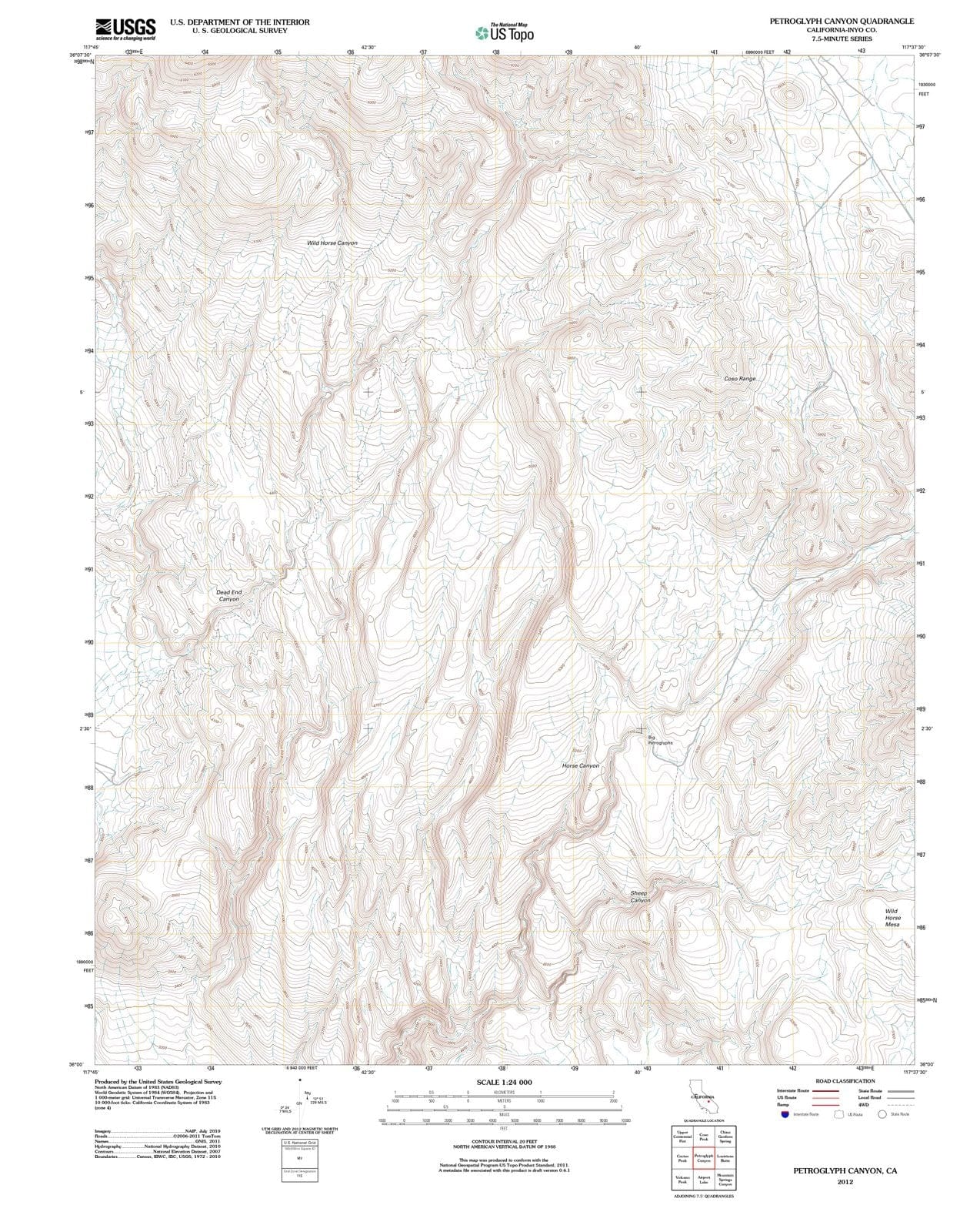 2012 Petroglyph Canyon, CA - California - USGS Topographic Map