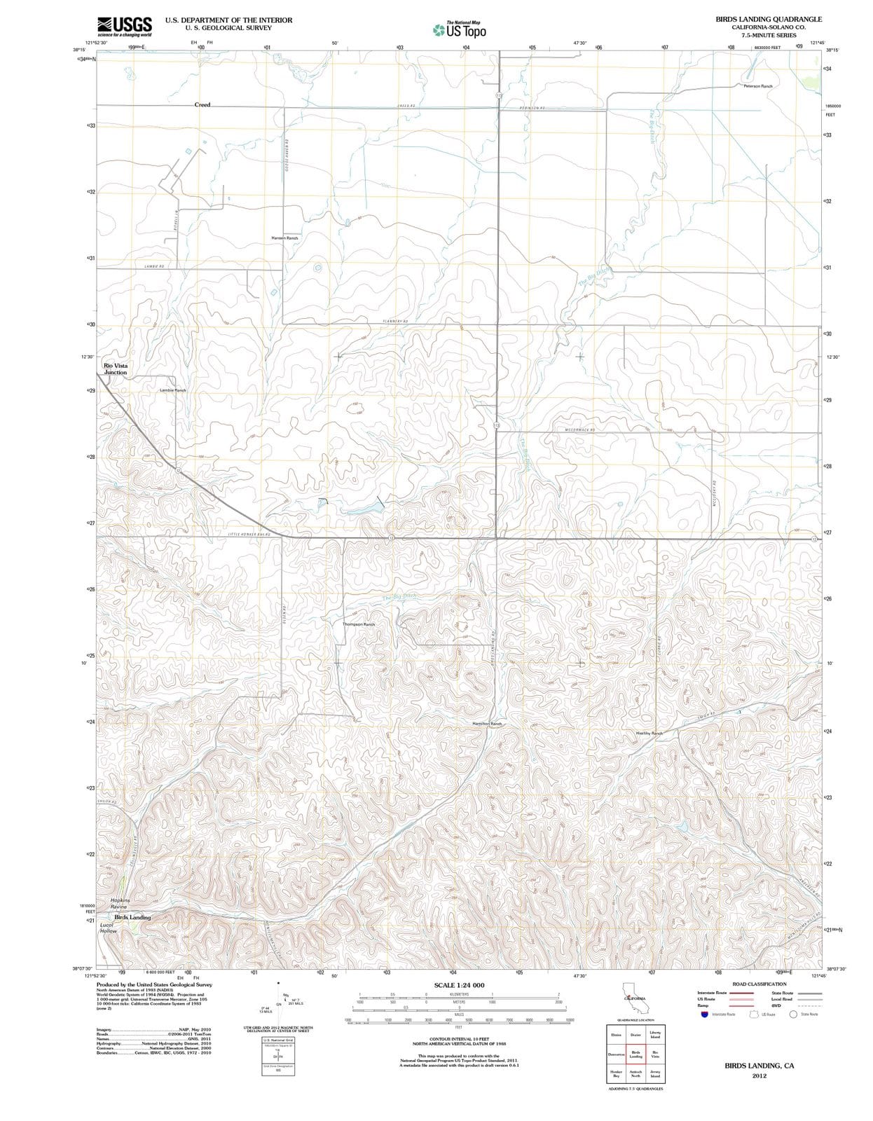 2012 Birds Landing, CA - California - USGS Topographic Map