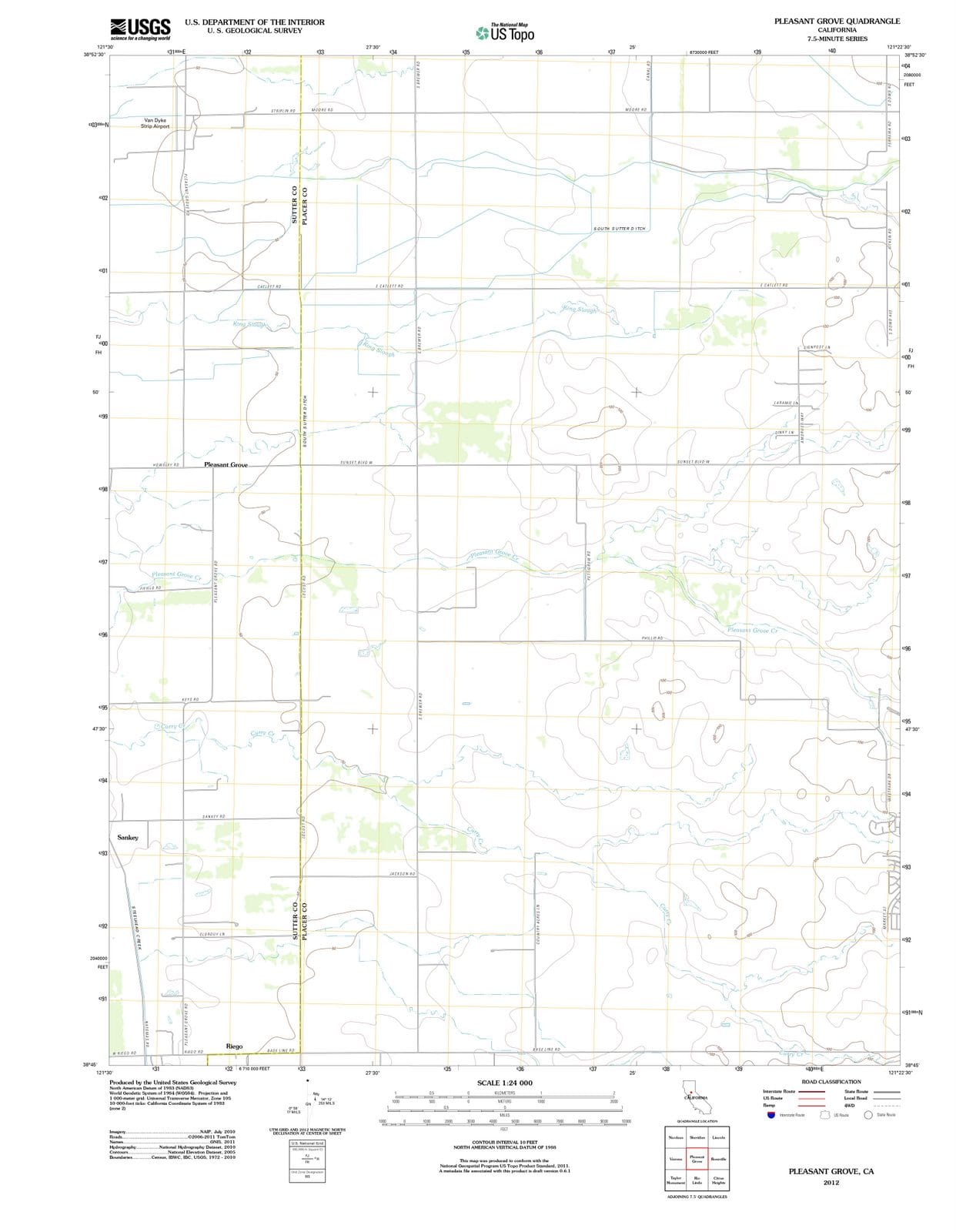 2012 Pleasant Grove, CA - California - USGS Topographic Map