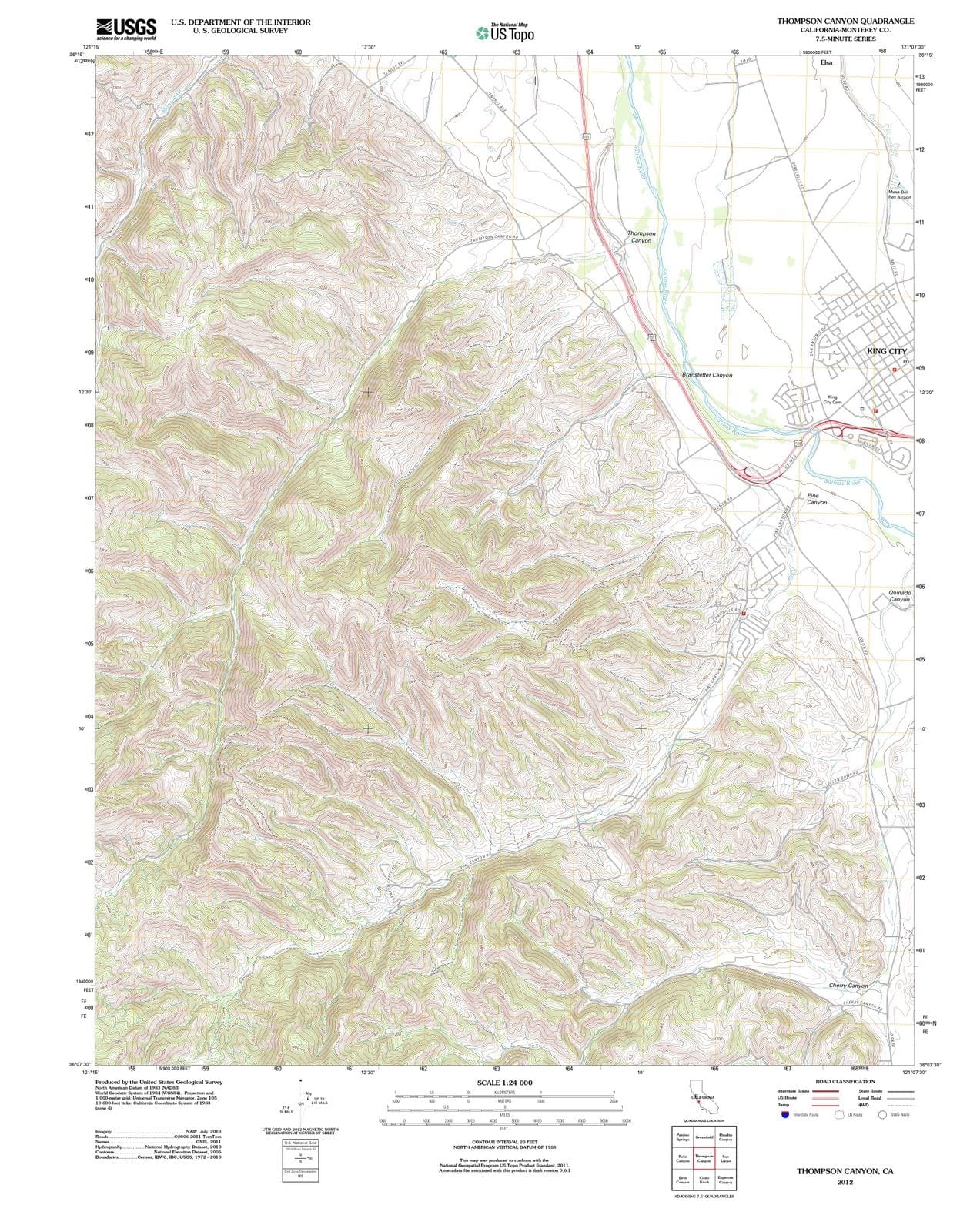 2012 Thompson Canyon, CA - California - USGS Topographic Map