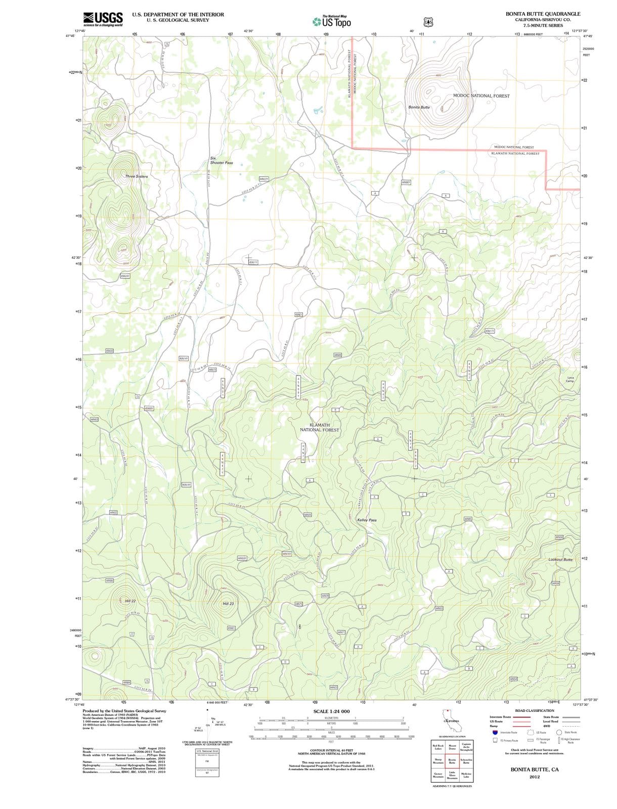 2012 Bonita Butte, CA - California - USGS Topographic Map