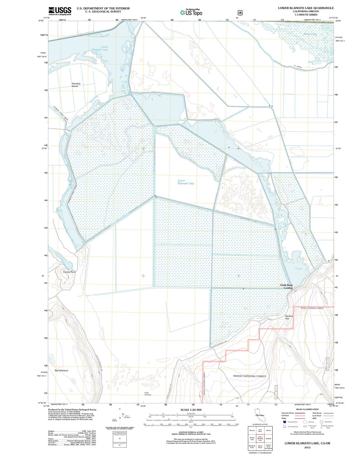 2012 Lower Klamath Lake, CA - California - USGS Topographic Map