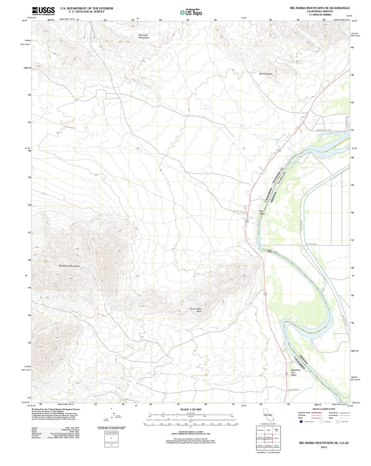 2012 Big Maria Mountains, CA - California - USGS Topographic Map