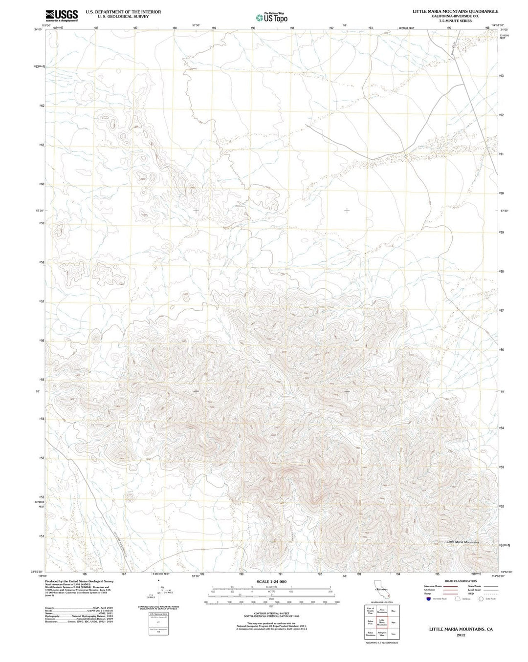 2012 Little Maria Mountains, CA - California - USGS Topographic Map