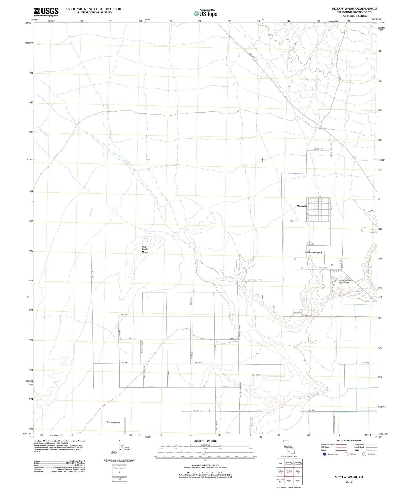 2012 McCoy Wash, CA - California - USGS Topographic Map