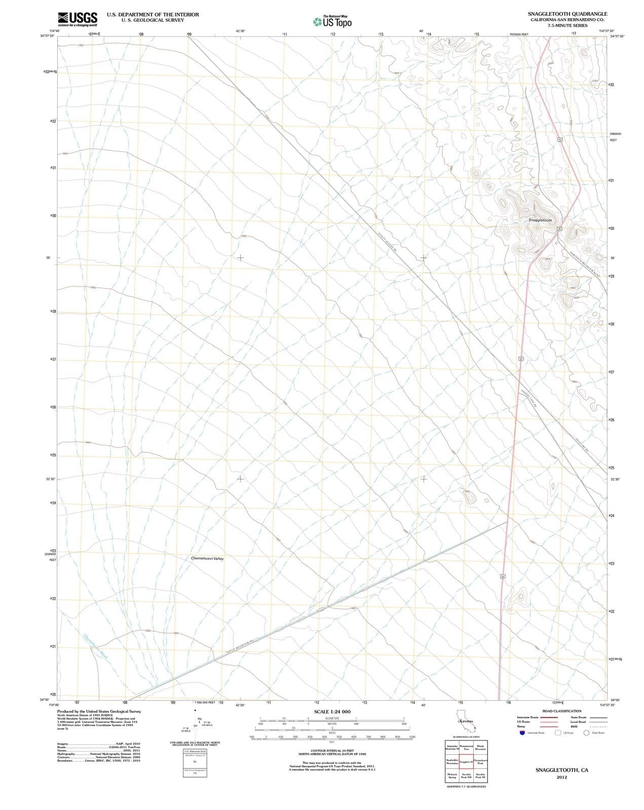 2012 Snaggletooth, CA - California - USGS Topographic Map