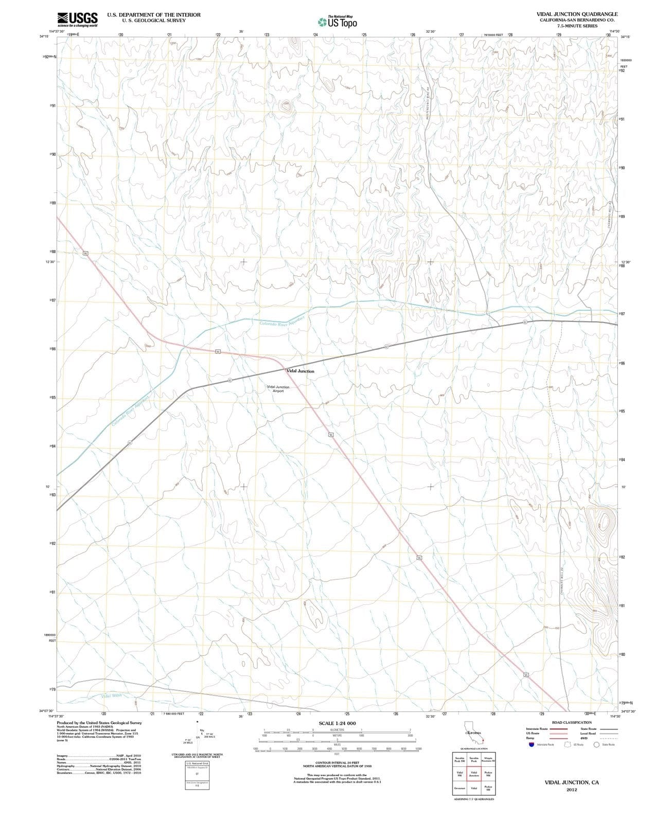 2012 Vidal Junction, CA - California - USGS Topographic Map