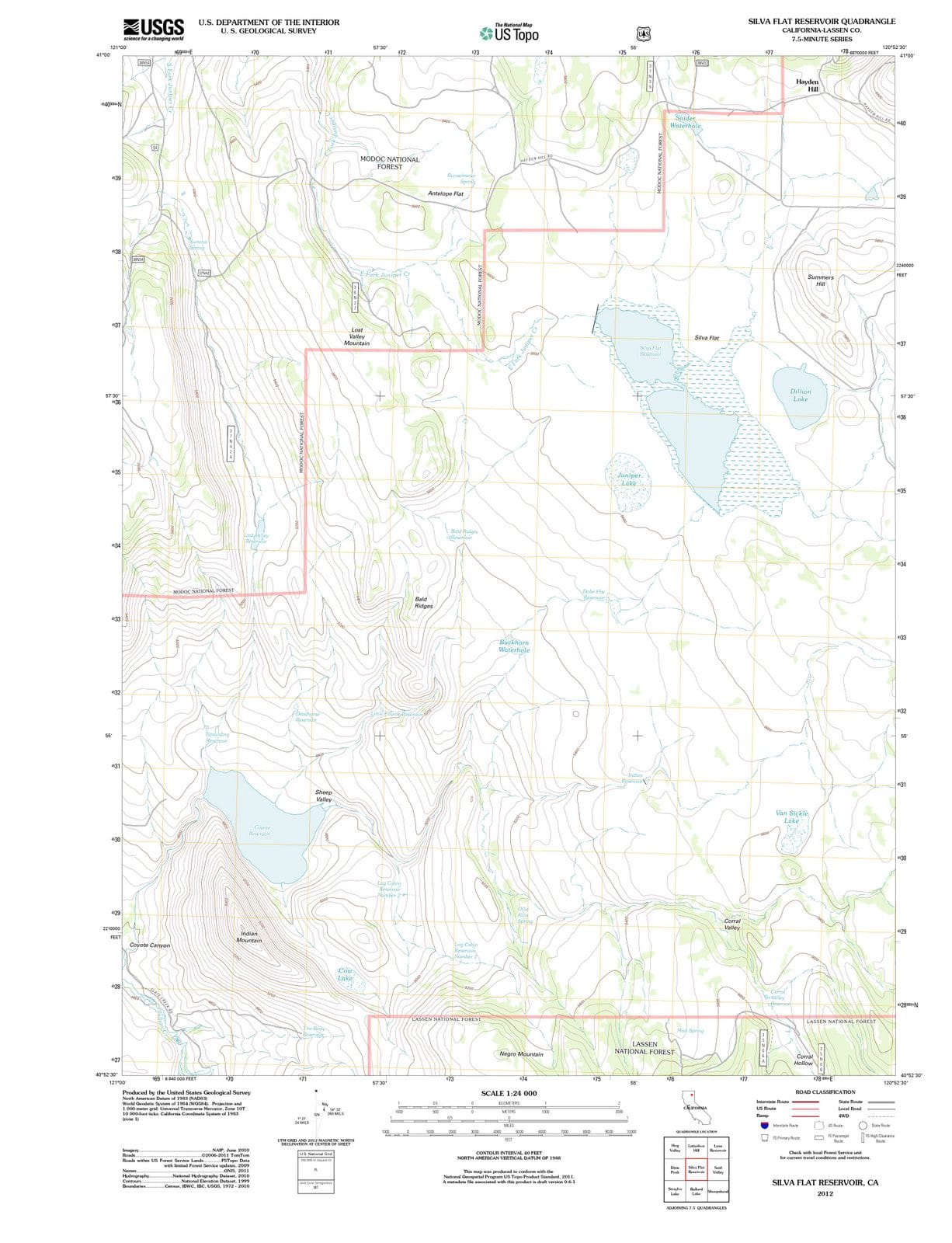 2012 Silva Flat Reservoir, CA - California - USGS Topographic Map