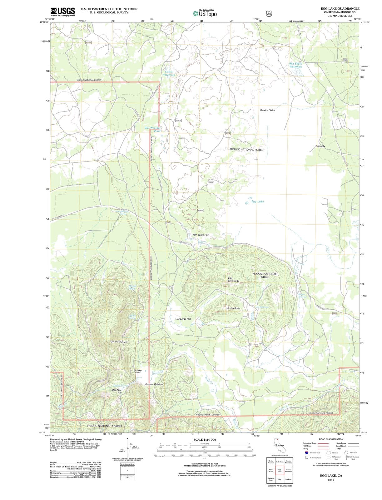 2012 Egg Lake, CA - California - USGS Topographic Map