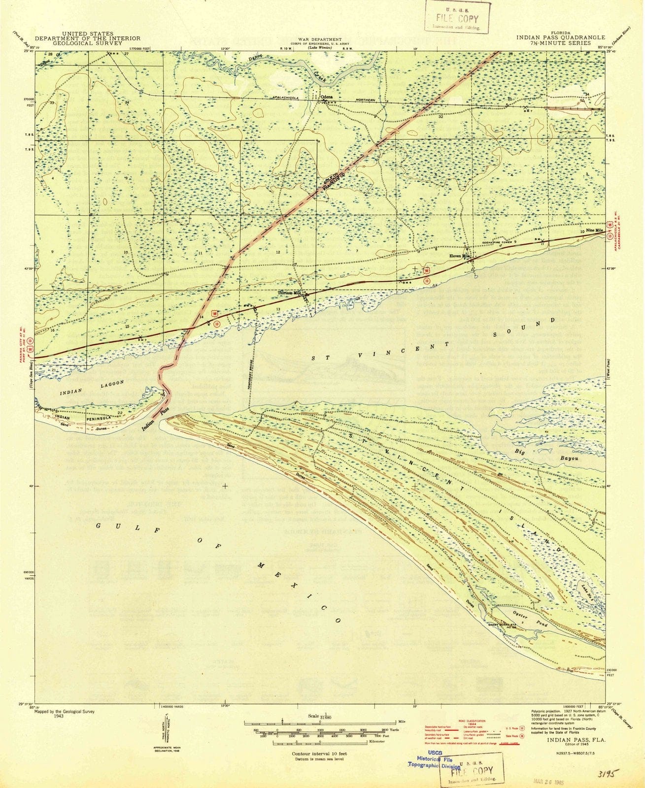 1945 Indian Pass, FL - Florida - USGS Topographic Map