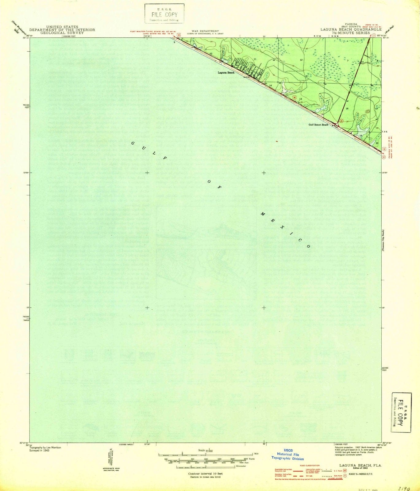 1943 Laguna Beach, FL - Florida - USGS Topographic Map