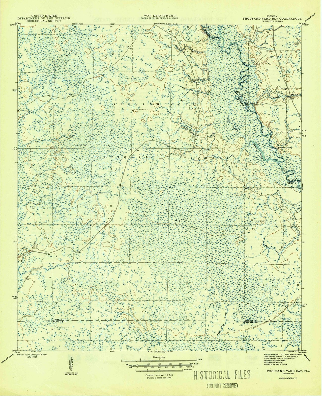 1945 Thousand Yard Bay, FL - Florida - USGS Topographic Map