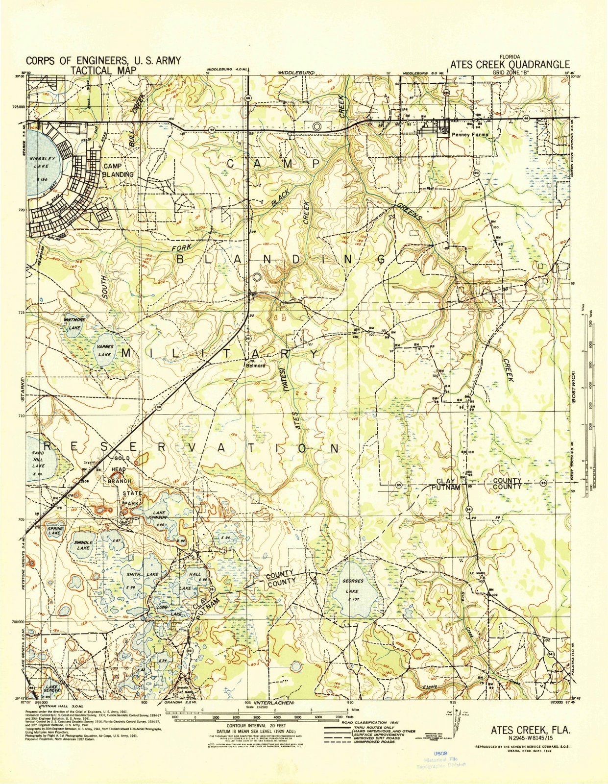 1942 Ates Creek, FL - Florida - USGS Topographic Map