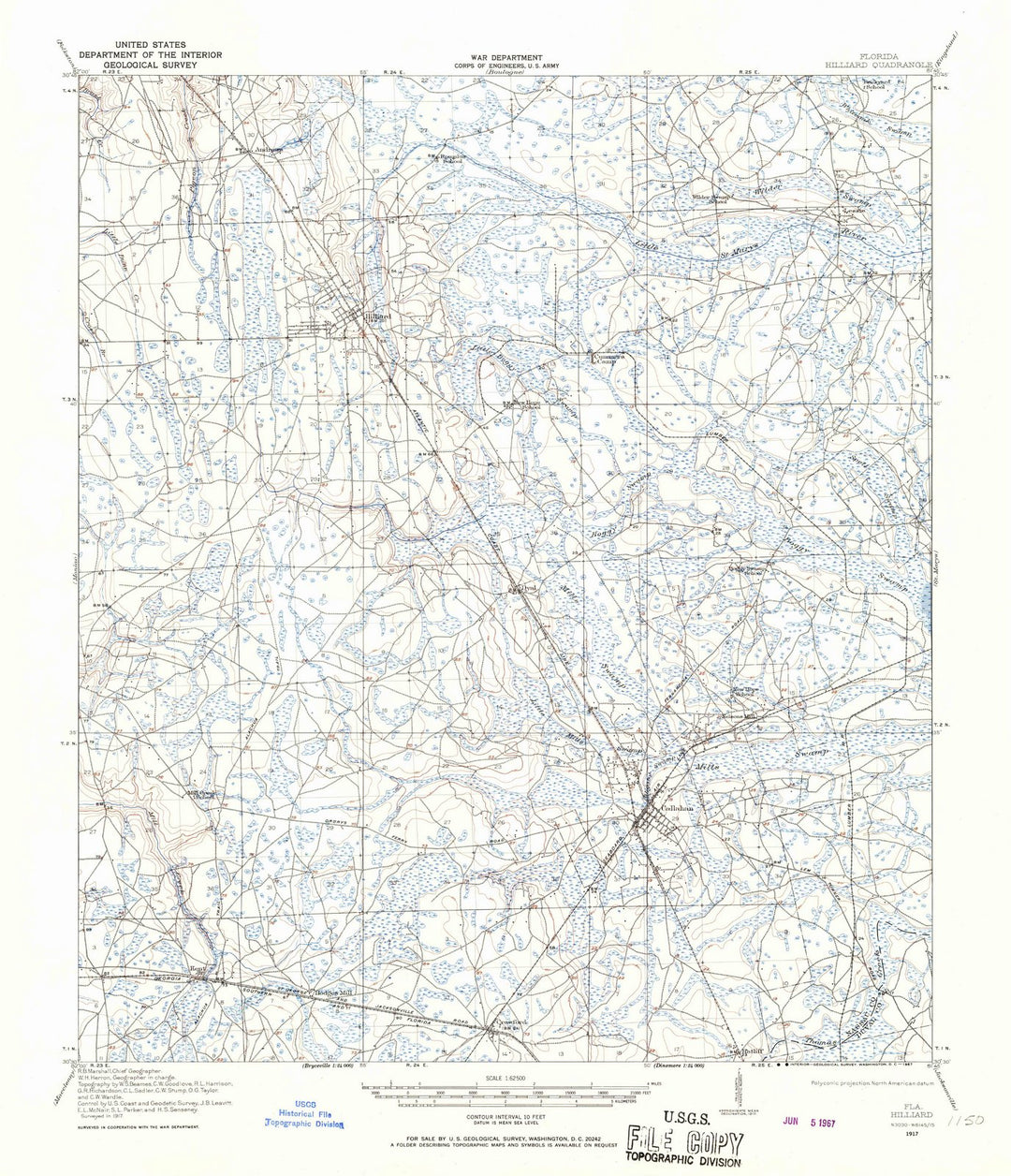 1917 Hilliard, FL - Florida - USGS Topographic Map