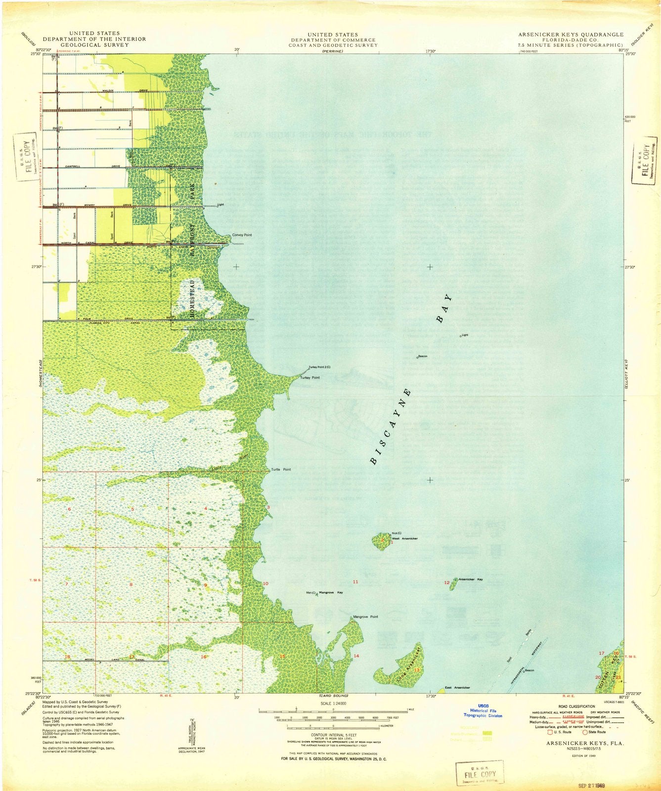 1949 Arsenicker Keys, FL - Florida - USGS Topographic Map