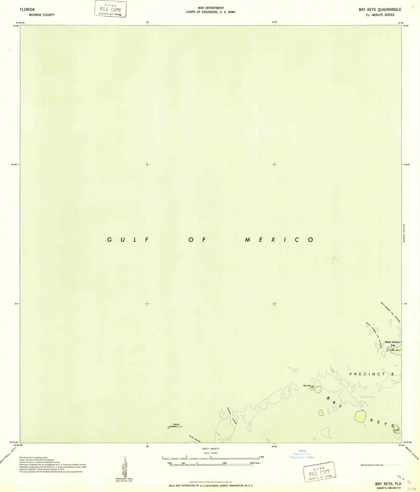 1943 Bay Keys, FL - Florida - USGS Topographic Map