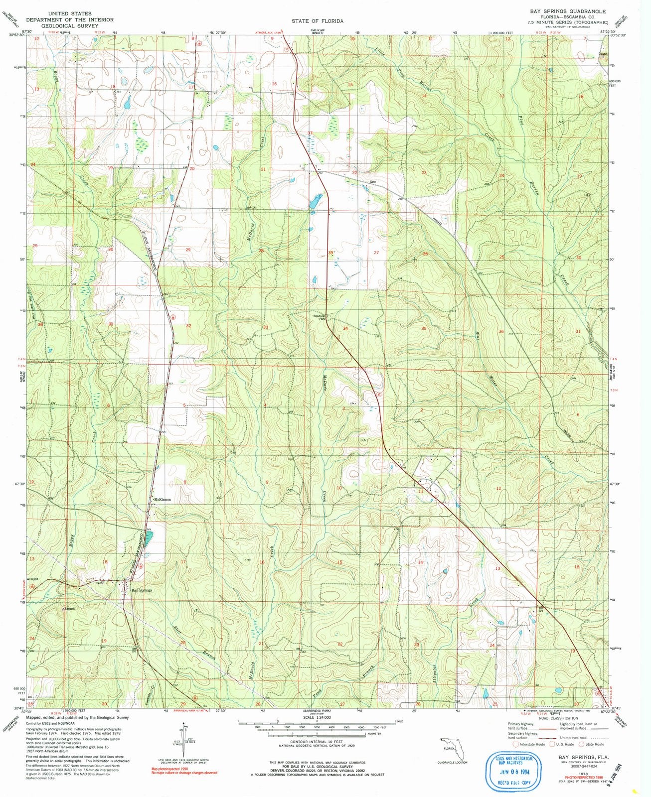 1978 Bay Springs, FL - Florida - USGS Topographic Map