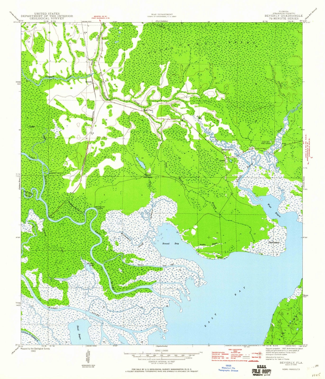 1945 Beverly, FL - Florida - USGS Topographic Map v2