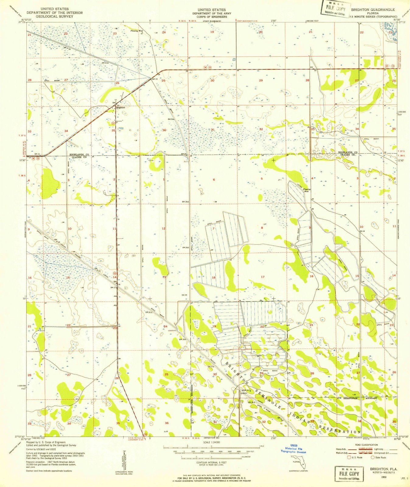 1953 Brighton, FL - Florida - USGS Topographic Map v4